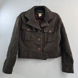 Vintage Wool Ike Jacket Olive Green OD US Army Military S Cropped Mens WW2 Style